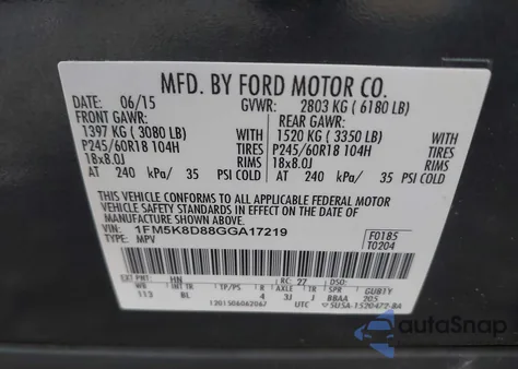 2016 Ford Explorer Xlt from USA, damaged, VIN 1FM5K8D88GGA17219
